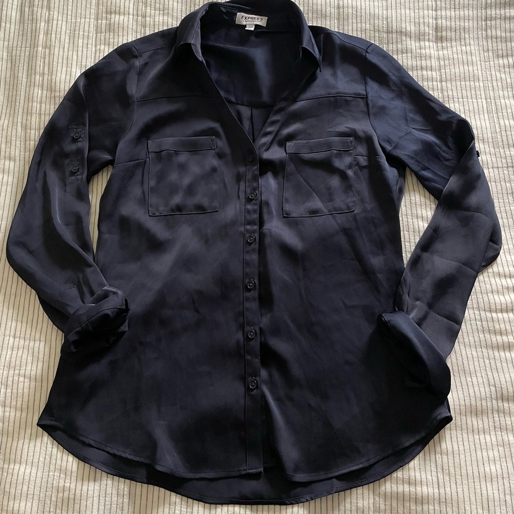 Express Navy Button Down Shirt